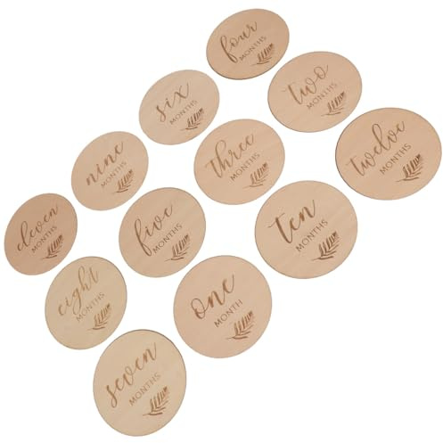 12Stücke Holz Meilensteinkarten für Dekorative Holzscheiben Besondere zur Babyparty Fotorequisiten für Neugeborene