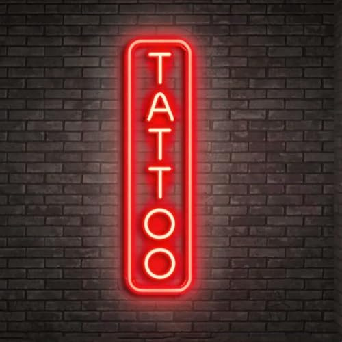 Dimmable Tattoo Neon Sign,17x 6 In Red LED Tattoo Sign for Tattoo Studio