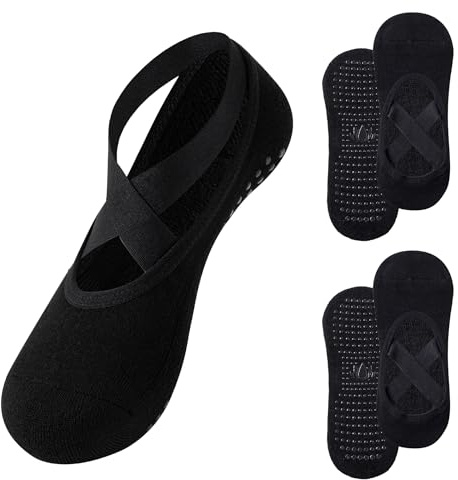 The Essentials Wardrobe 2PK Ladies Yoga/Pilates Ballerina Socks - UK 4-8/EU 37-41 - Black