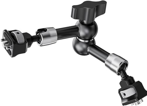 1. Bras réglable de 17,8 cm/27,9 cm avec tête et super pince pour moniteur reflex numérique/stabilisateur d'appareil photo reflex numérique avec têtes sphériques