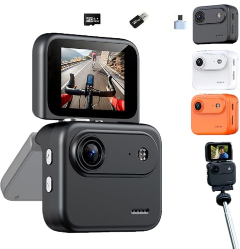 Snrtevu 4K Action Camera – Hands-Free Action Cam with 143° FOV, Multi-Functional Flip Screen, POV Cam for Cycling, Hiking & Surfing (STYLE-2,BLACK)