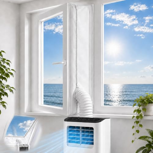 Joint de fenêtre pour climatiseur mobile 400 cm, joint de fenêtre de climatisation avec fermeture éclair, ensemble d'étanchéité pour tuyau d'évacuation, isolant et réutilisable