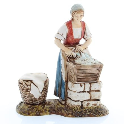 Moranduzzo Lavandaia per Presepe da Cm 8 Scala 1:22 - Statuine Presepe Indistruttibili - Stile 700', Pittura Rifinita a Mano, Prodotto Ufficiale, Made in Italy, Scultore M. Landi