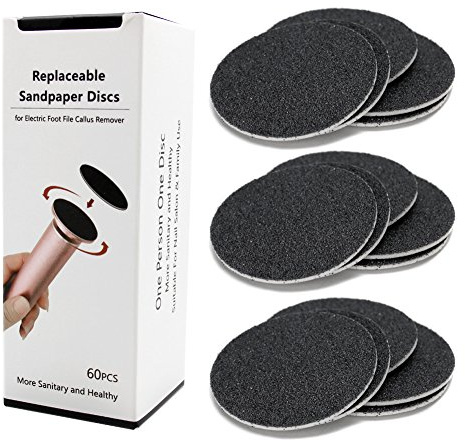 60pcs Patins de Ponçage de Rechange pour Lime à Pied électrique, Auto-adhésif (Grain Extra Grossier 80)