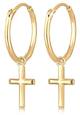 Elli Ohrringe Damen Creolen Hänger Kreuz Glaube Religion in 925 Sterling Silber
