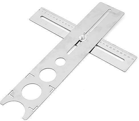ALLOMN Righello di Misurazione Multi-Angolo, Localizzatore di Piastrelle Punzonatore Modello di Angolazione Strumento Multi Template Locator di fori Regolabile Acciaio Inossidabile (Centimetri)