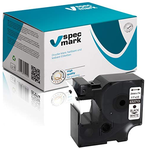 specmark Schriftband D1 53713 24 mm x 7 m 1 Stück Schwarz auf Weiß | Beschriftungsband, Kompatibel mit DYMO LabelManager, LabelPoint und LabelWriter DUO