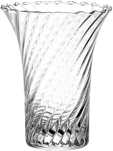 Leonardo Ravenna Blumenvase aus 3D veredeltem Glas, handgefertigte, geschwungene Glasvase in klassischem Stil, Unikat, Höhe: 14,5 cm, 018608