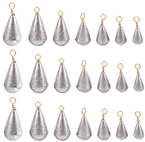 Juliyeh 18-teiliges Angelblei-Set mit Eisengewicht, Fischgusswerkzeug-Set, Tropfenform, Angelzubehör