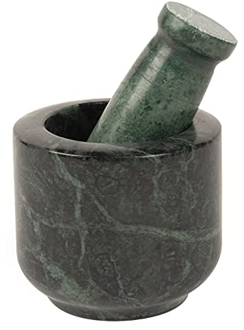 IBA Indianbeautifulart De Marbre Verte Mortier De Pierre Et De Pilonage De Pierre De Pierre Naturelle Polie Polie - Pilule De Pilule - Broyeur D'Épices - Bol À Herbes - Poudre Pesto