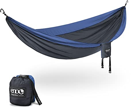 ENO SingleNest Hängematte, leicht, 1 Person, tragbare Hängematte, für Camping, Wandern, Rucksackreisen, Reisen, Festival oder Strand, Anthrazit/Denim