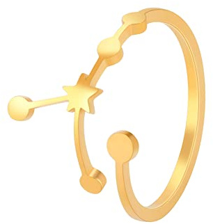 kkjoy Sternbild aus Edelstahl, verstellbare Ringe, größenverstellbar, Horoskope, offene Fingerringe, Schmuck, Geschenk für Frauen und Mädchen