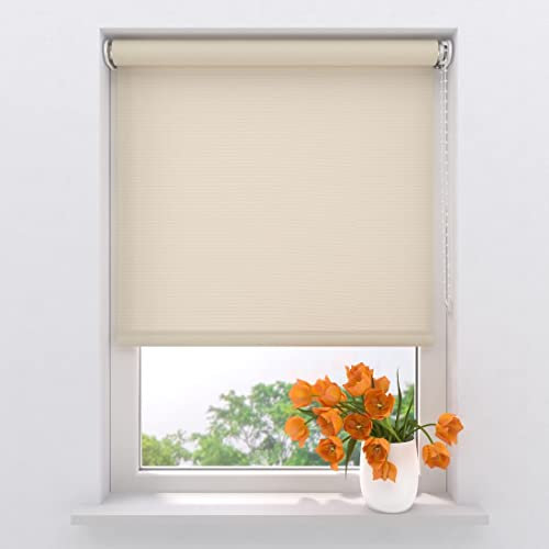 Radeco® Lichtdurchlässiges Rollo 90 x 190 cm Creme, Größen von 40 bis 240 Breite, ohne Bohren möglich, Rollo wandmontage, Rollo 90 cm breit, Fenster rollos für innen, rollos für Fenster