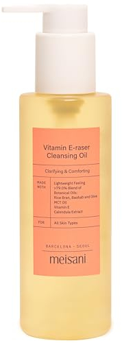 Meisani - Vitamin E-Raser Cleansing Oil - Sanfter Make-up Entferner mit Reiskleie, Baobab und Olivenöl, 150ml