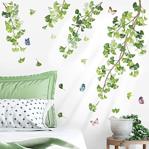decalmile Wandtattoo Blätter Grün Hängende Wandaufkleber Reben Pflanzen Efeu Wandsticker Schlafzimmer Wohnzimmer Sofa Hintergrund Wanddeko
