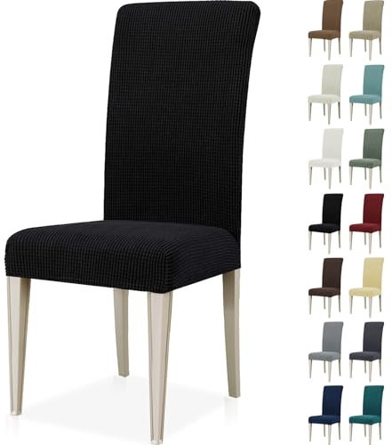 Ystyle Stretch Stuhlhussen 2er Set, Stuhlbezug Elastisch Abnehmbarer Waschbarer, Universal Hussen Für Stühle, Stuhlbezüge Chair Cover Für Hotel Bankett Küche Restaurant Hochzeit Party, Schwarz