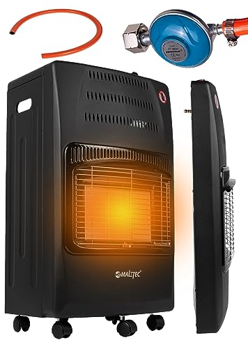 MalTec Gasheizofen Heizgerät GAS-5000Wt, Klappbarer, Einstellbare Heizung Strahler Gasheizer 4,2 kW Schutz vor Überhitzung und Umkippen