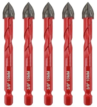 FOCSTOL Set de Foret Sec - 5 pièces 10mm Foret au Carbure avec Changement Rapide de Tige Hexagonale pour Bois Plastique Maçonnerie Céramique Béton Marbre