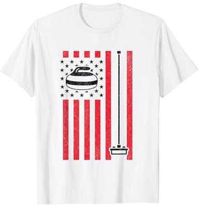 Cool American US Flag Curling Sport Lover USA Team Players T-Shirt