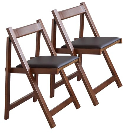 COMUHOME Klappbare Esszimmerstühle mit gepolstertem Sitz, leicht, Sillas para Fiestas, 2 Stück, Klappstuhl für Abendessen, Party, Hochzeit, Picknick-Event, 89 kg Tragkraft (Walnuss)
