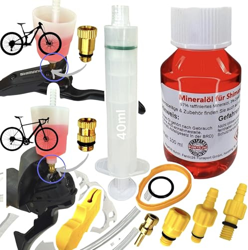 F26 Shimano Scheibenbremsen Entlüftungskit, 100 ml Mineralöl, M5 | Service- und Wartungsset mit Befüllanschluss