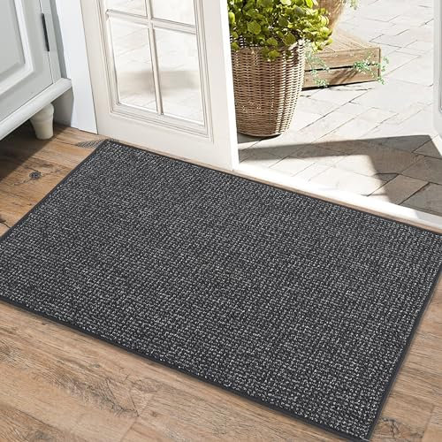BEQHAUSE Doormat Indoor 50x80 cm, Dirt Trapper Door Mats Non-Slip, Low-Profile Indoor Mats, Resist Dirt Floor Mat Washable Entrance Mat for Front Back Door, Entryway, Hallway, Dark Grey