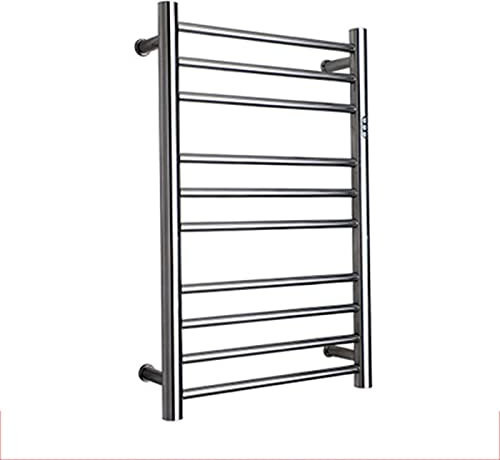 BGFYUSF Towel Warmer/Electric Towel Warmer Radiator, 10 Bars Electric Heated Towel Rack Wall Mount Heated Towel Rail with Timer/Temperature Control, Stainless Steel,Round,Plug in