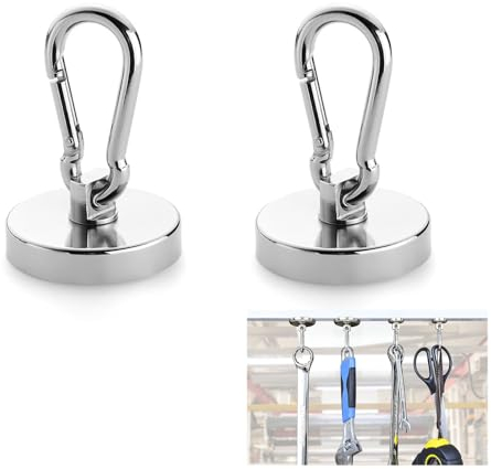 aghoer Gancio Magnetico Extra Forte, 2 Pezzo Calamite Piccole, 36mm Magnete Neodimio Ganci Magnetici, Magneti al Neodimio con Ganci, Ganci Magnetici Ruotabili a 360°, per la Cucina del Frigorifero