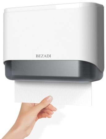 BEZADI Paper Towel Dispenser,Large Capacity Wall Mount Tissue Dispensers with Smart Lock, Used for Kitchen and Bathroom 200+ Sheets White Toilet Paper Holders