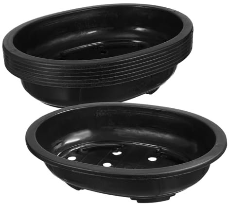 BESPORTBLE Lot de 6 Pots de Fleurs Ovales en Plastique Grand Format pour Jardin Intérieur et Extérieur Drainage, Légers et Solide, Porte-Plantes Polyvalents pour Bonsaïs et Orchidées