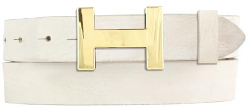 Damen-Gürtel HERMINE aus weichem Vollrindleder Vintage-Look 3 cm | Leder-Gürtel für Damen 30mm | Schmaler Ledergürtel Vintage für Damen 30mm | Gold glänzend