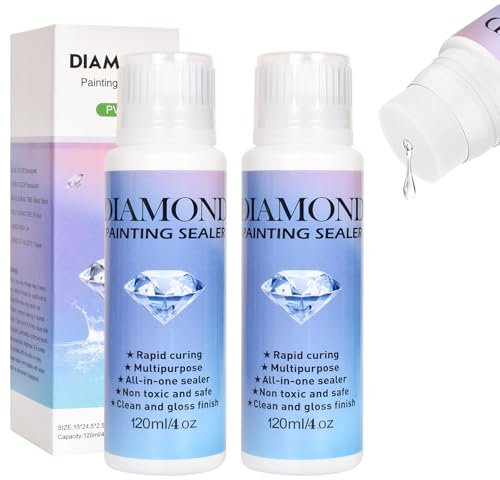 Marjoramy Diamond Art Painting Versiegelung Set - 2x 240ml Transparenter Puzzle Kleber Mit Glitzereffekt, Zubehör und Schutz Von Diamanten