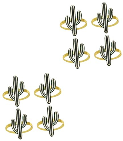 HOLIDYOYO 8pièces Ronds De Serviette Cactus Lot de Supports De Serviette Jaunes pour Décorations De Fêtes Réceptions Et Tables De Noël