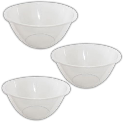 citystores® 3 Pack 20cm 2.3L Mixing Bowl Plastic Clear for Cooking Baking Food Preparation Durable Kitchen Bowl for Easy Food Mixing