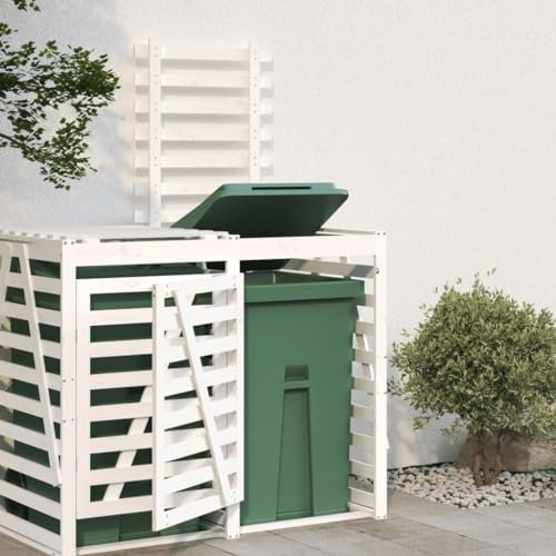Extensión de almacenamiento de basura con ruedas, madera maciza de pino blanco
