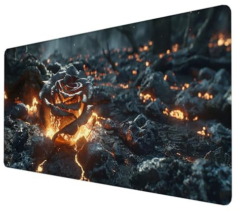 Alfombrilla Ratón, Alfombrilla Ratón XXL Gaming Tapete Escritorio Ordenador (1400x600x3mm) Protector Escritorio Alfombrilla Antideslizante para Ratón Láser y Óptico (Flor) mousepad (Negro) 3-O-2