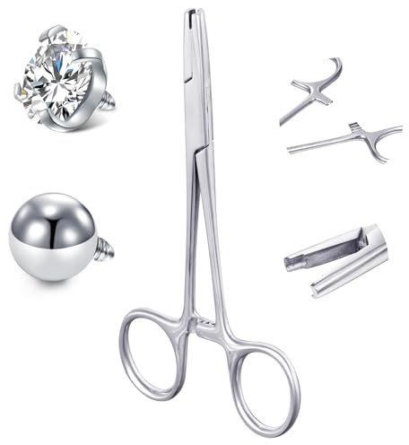 AceFun 3mm 4mm 5mm Piercing Alicates Piercing Herramienta para Piercing Joyería Bolas Acero Inoxidable Joyería Bolas Titular Herramienta para Tornillo Dérmico Ancla Bola Pinzas Piercing Bola Grabber