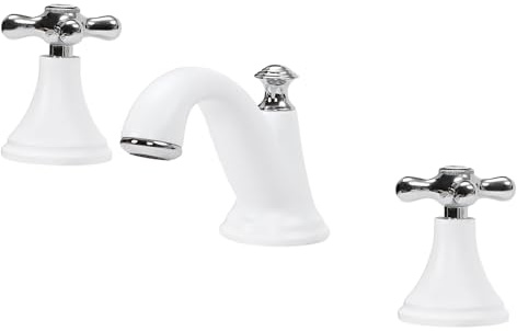 Rubinetto bianco a 3 fori, per lavabo, acqua fredda e calda, per bagno, cucina, docce, lavandino