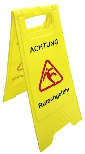 Achtung Rutschgefahr Aufsteller, Warnschild vor Glätte, beidseitig beschriftet, Hinweisschild, Gelb, 60 cm x 29 cm, 1 Stück