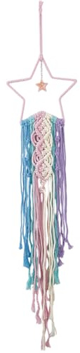 GORGECRAFT Arazzo Fatto A Mano all'Uncinetto A Forma di Stella Arazzo da Parete in Stile Bohémien Acchiappasogni A Forma di Stella in macramè Parete con Nappe Colorate per Camera da Letto Soggiorno