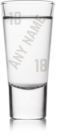 Sticky Art UK Personalised Birthday Shot Glass | Bold Block Name & Age | Custom Engraved | Milestone Birthday Gift for Him or Her | 18th or 21st