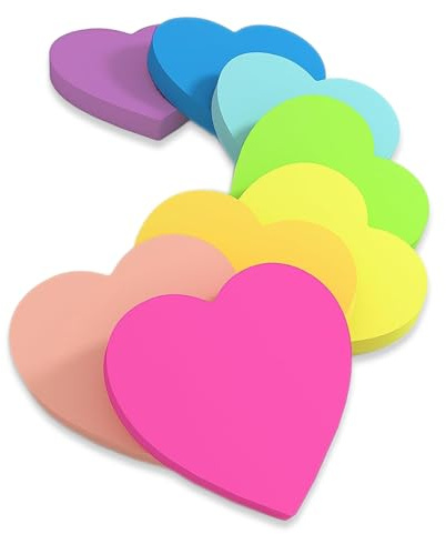 180 Pcs Heart Post It Notes,70 X 70MM Cute Novelty Heart Shaped Fun Post Its Sticky Notes,Six Colors for Teache Student Stationery Pink Textbook,School,Office,Study Small Supplies Tabs Quick Reminders