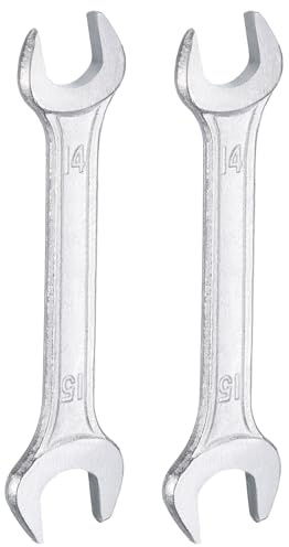 QUARKZMAN 2Pcs Clé à Fourche Double 14mm x 15mm Clé Plate à Angle Décalé