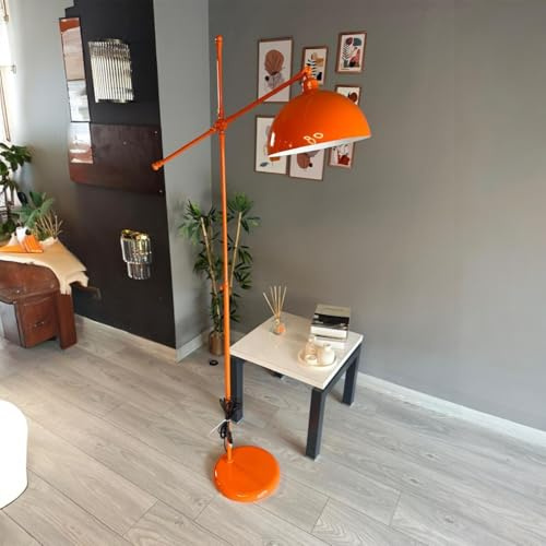 bamyum Gorkiede Stehleuchte Metall, Stehlampe Wohnzimmer, Moderne Stehleuchte für Schlafzimmer, Kinderzimmer mit E27 Fassung, 30 cm Breit, Verstellbarer Lampenschirm, Orange
