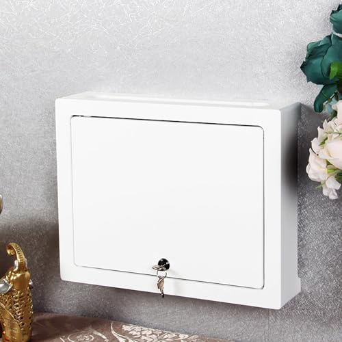 WLAN Router Aufbewahrungsbox, Wandmontierter Router Verstecker Mit Verstellbarem Regal, Abschließbarer Rou ter Schrank, Doppelstöckiges Ro uter Regal, Für Zuhause Büro Wohnzimmer(White,L38cm/15in-1)