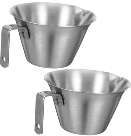 KOCKSHION 2 Pezzi Tazzine Espresso in Inossidabile con Beccuccio e Misurino con Scala Chiara e Versamento Antigoccia per Preparazione Precisa e Pulita