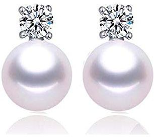 ZCCZJS Fina pärlörhängen för kvinnor sötvatten pärla prinsessan stil stud örhänge bröllop smycken diamantörhängen