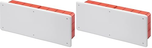 GEWISS - GW48008 Cassetta di Derivazione e Connessione, per Pareti in Muratura, con Guida Din, Dimensioni 392X152X75, Coperchio Bianco Ral9016 (Confezione da 2)