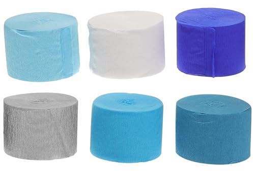 Veemoon 6 Pezzi Carta Crespa Multifunzione Colorata per Decorazioni Festa Compleanno e Matrimonio, Stelle Filanti in Carta Crepe Facile da Modellare, Festoni Decorativi per Feste Tema