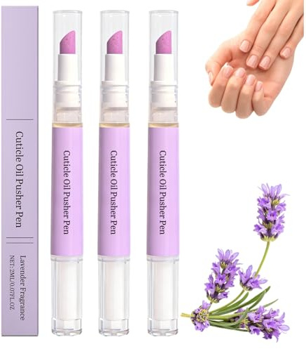 3er Pack 2 in 1 Nagelhautölstift mit Keramikspitze–Nagelhautentferner Flüssig & Nagelhautschieber in einem, Pflege zur Reparatur trockener und beschädigter Nägel, Nail Care Pen für gepflegte Nägel